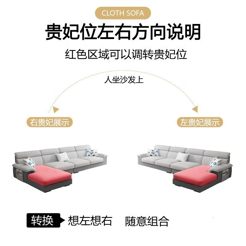 Xuan Shuo Guifei combination small and medium-sized apartment fabric sofa solid wood frame modern simple living room furniture modern simple sofa four seats + imperial concubine (comfortable version) + coffee table (high density sponge seat bag/mercerized velvet)