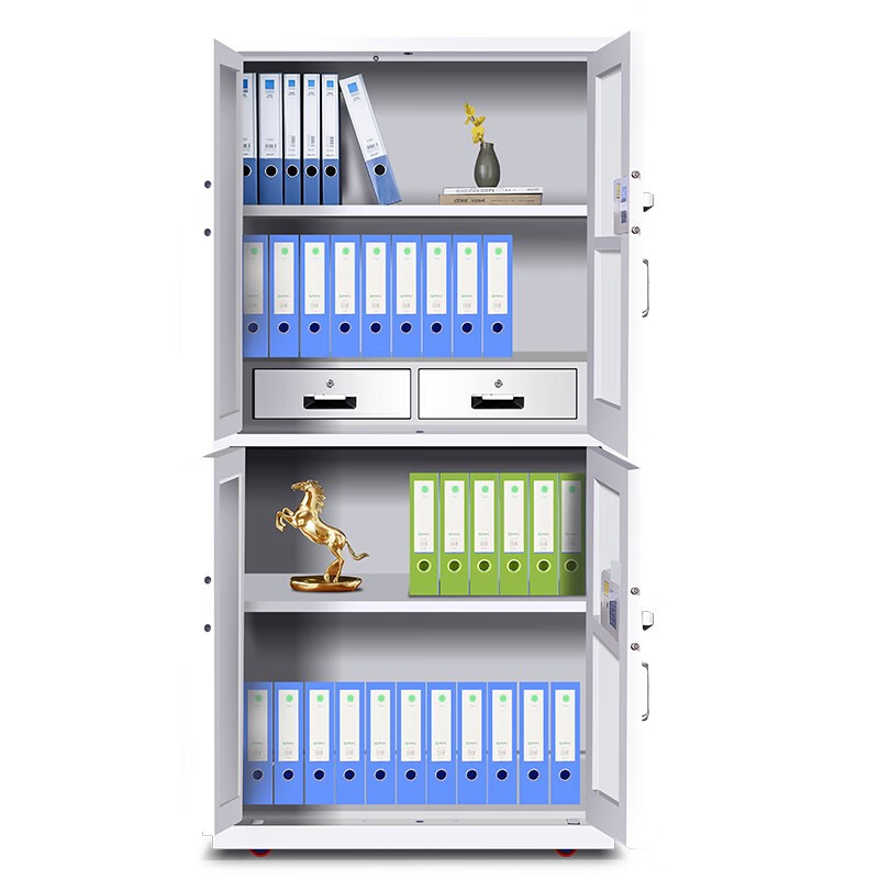 Tiger Safe Safe with Fingerprint Password Lock with Roller Safe Double Section Thickened Steel File Cabinet Zhiya White