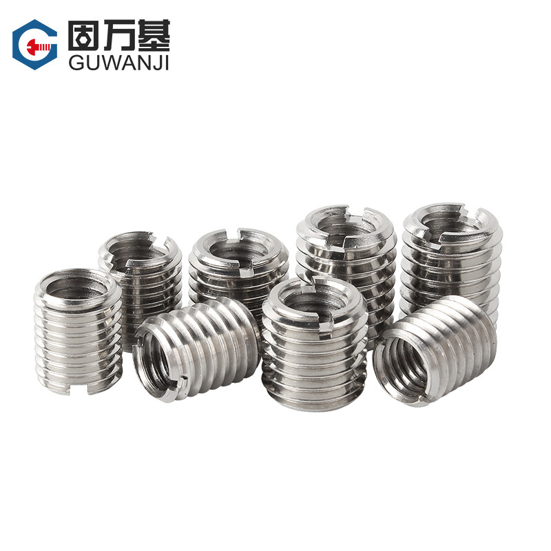Guwanji 304 stainless steel self-tapping screw sleeve slotted thread sheath internal and external thread nut thread conversion brace screw sleeve M8*1.25*M10*1.5*12L 2 pieces
