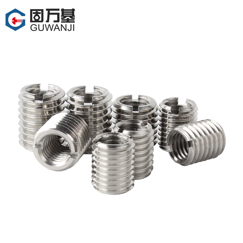 Guwanji 304 stainless steel self-tapping screw sleeve slotted thread sheath internal and external thread nut thread conversion brace screw sleeve M8*1.25*M10*1.5*12L 2 pieces
