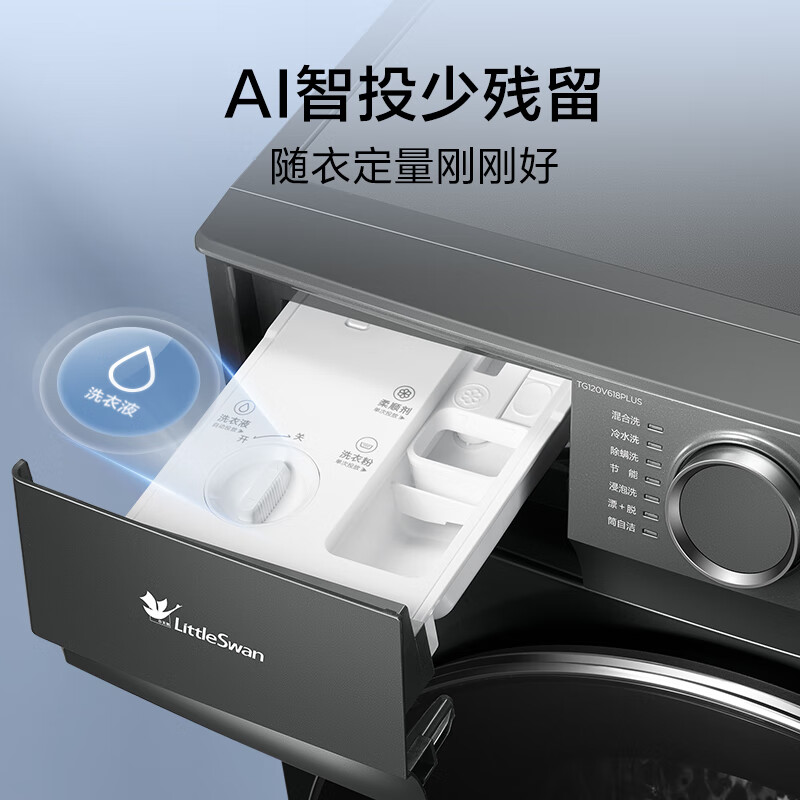 LittleSwan drum washing machine fully automatic home 12KG ultra-thin large capacity Water Cube TG120V618PLUS trade-in national subsidy JD.com self-operated underwear washing