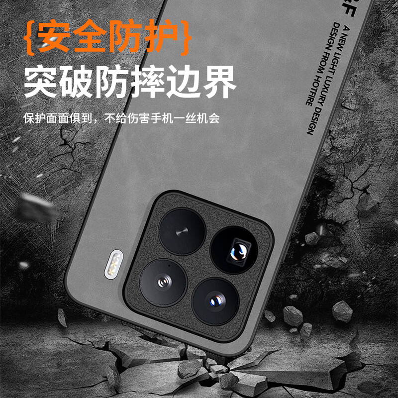 95% new, suitable for Xiaomi Mi 15pro mobile phone case, Xiaomi Mi 15Pro protective cover, upgraded skin texture, lambskin frosted lens, all-inclusive personalized silicone for men and women - smoke gray