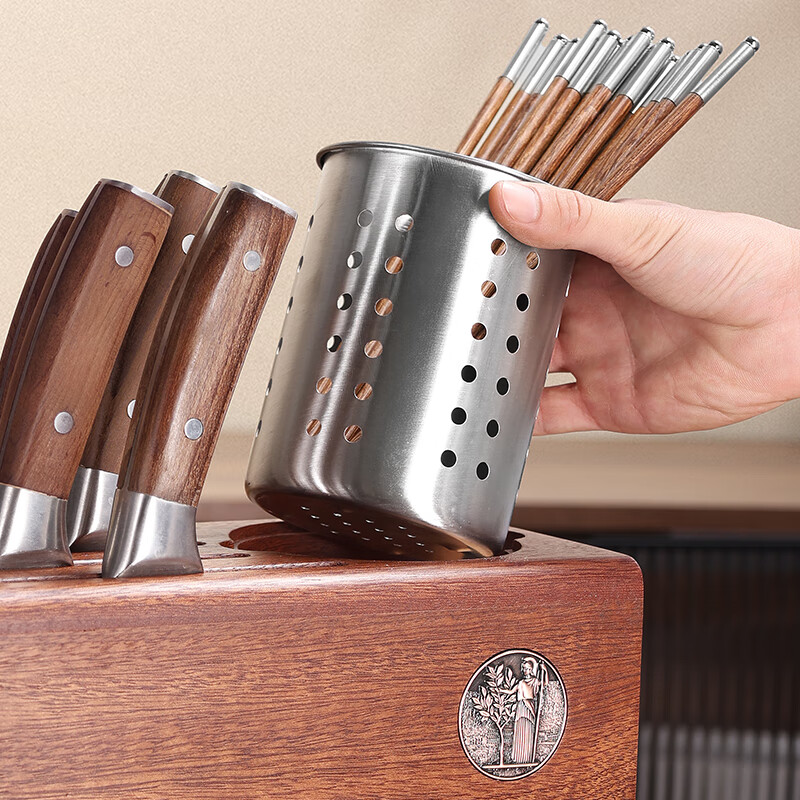 Magtu solid wood knife rack storage rack 2026 new chopstick cage integrated home kitchen cutting board knife storage rack countertop upgraded ebony knife board rack with cutting board rack