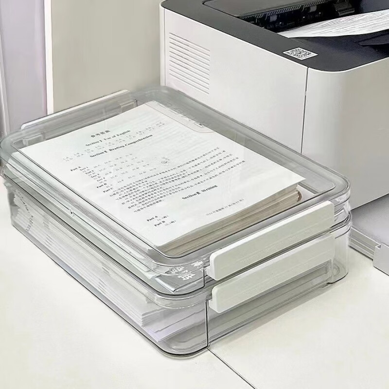 Acrylic storage book desktop test paper storage box organization box transparent junior high school graduation certificate a4 file storage box transparent storage box - medium size can hold 250 test papers