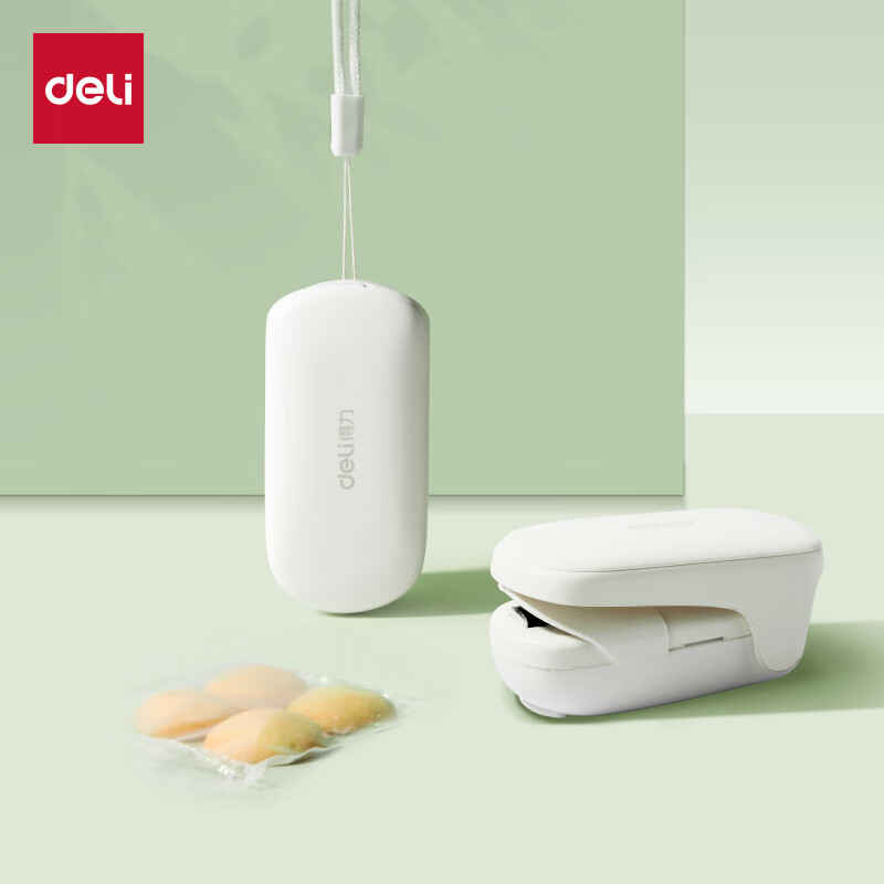 Deli mini sealing machine household portable sealer snack packaging bag sealing hand pressure sealer small plastic bag heat sealing machine artifact