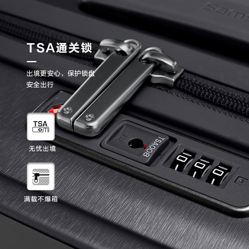 Samsonite Luggage 20-Inch Trolley Case Expandable Business Travel Luggage QX0 Black Password Carry-on Case