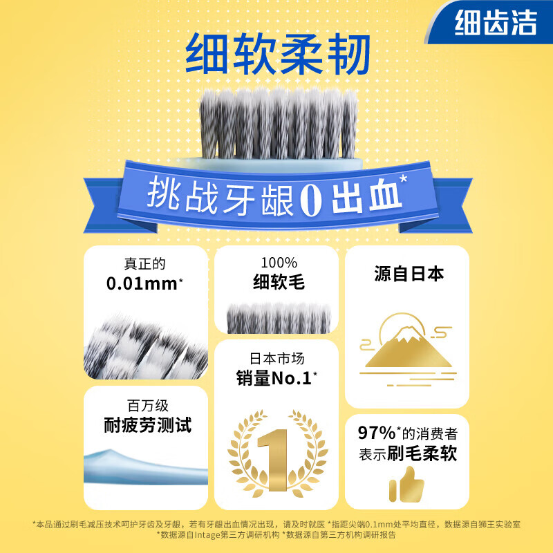 Lion 0.01 elastic spin-on soft bristle toothbrush for gum protection and fine tooth cleaning. Elastic brush handle to relieve bleeding. 12 pieces of soft bristle.