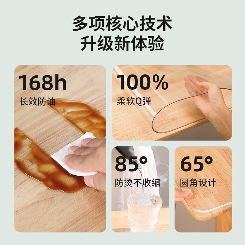 Soft-sleeved PVC round tablecloth, soft glass, waterproof, oil-proof, anti-scalding, no-wash, round long table, transparent table mat, dining table coffee table mat, food grade odorless and anti-leakage type, 1.6mm transparent, 130cm round diameter