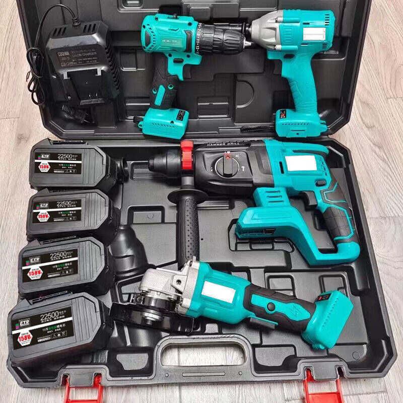 Dayi universal 15-section brushless electric hammer impact drill electric pick lithium electric angle grinder hand drill electric wrench set electric hammer + angle grinder + electric wrench two batteries without box
