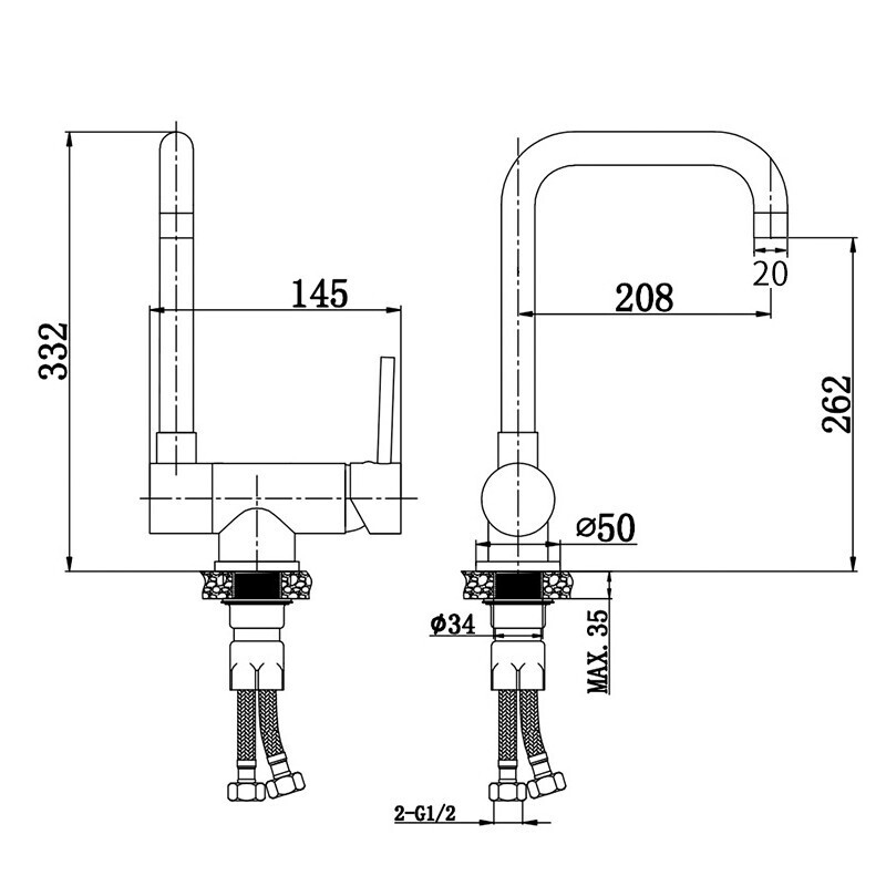 KEGOO inner window folding kitchen faucet sink basin sink hot and cold faucet 304 stainless steel K02016