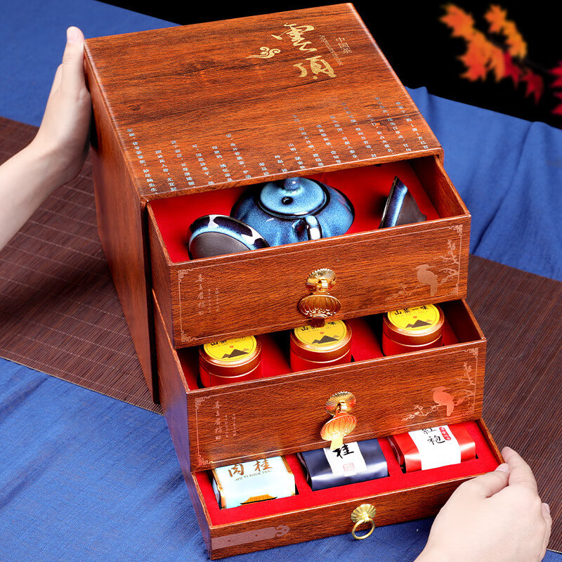 Chajin Junmei black tea Dahongpao Tieguanyin tea gift box high-end gift giving Douyin Kuaishou one generation Royal product of the world Tieguanyin