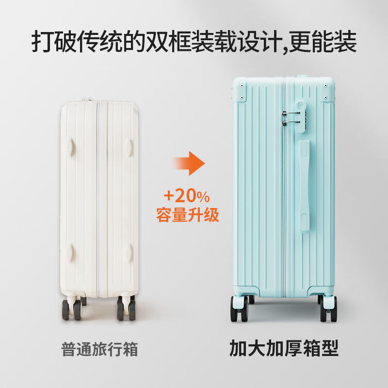 Kangaroo (KANGAROO) multifunctional suitcase large capacity trolley case men's large suitcase password box women's large suitcase boarding case B607 rose + white multi-function - single box 28 inches long-distance travel
