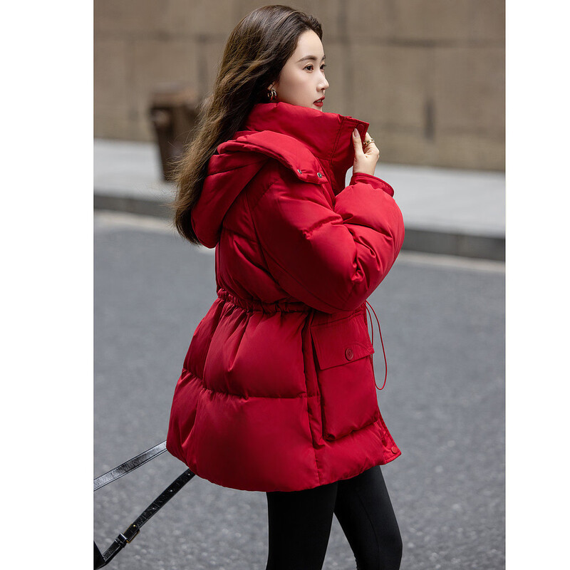 Demana high thermal insulation shirt, winter cold weapon 90 duck down adjustable waist, large patch pockets, down jacket for small women