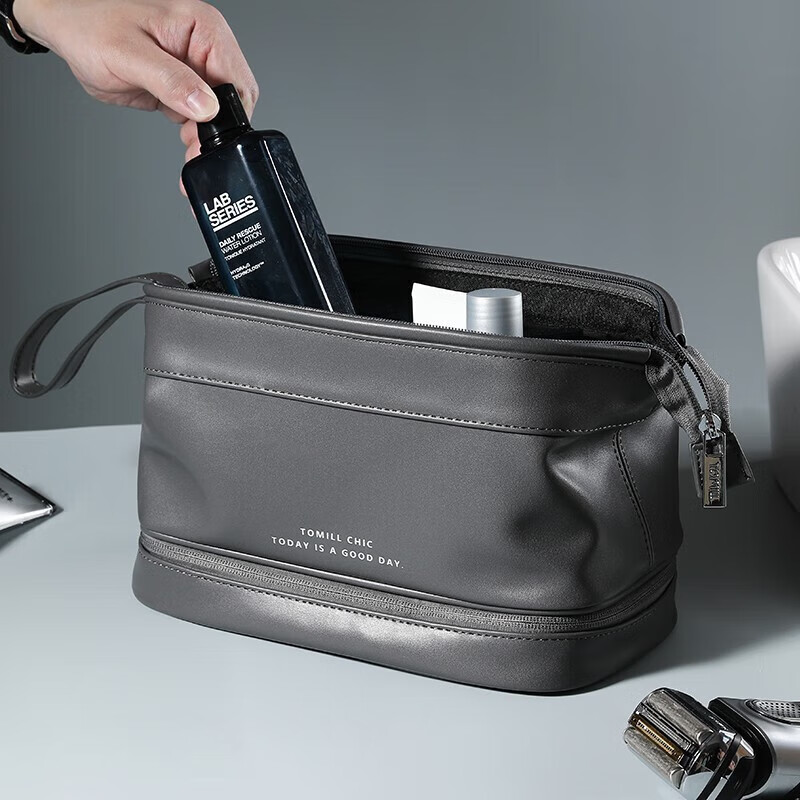 ToMill Toiletries Bag Men's Travel Toiletries Set Storage Bag Portable Large Capacity Cosmetic Bag Charlie Gray