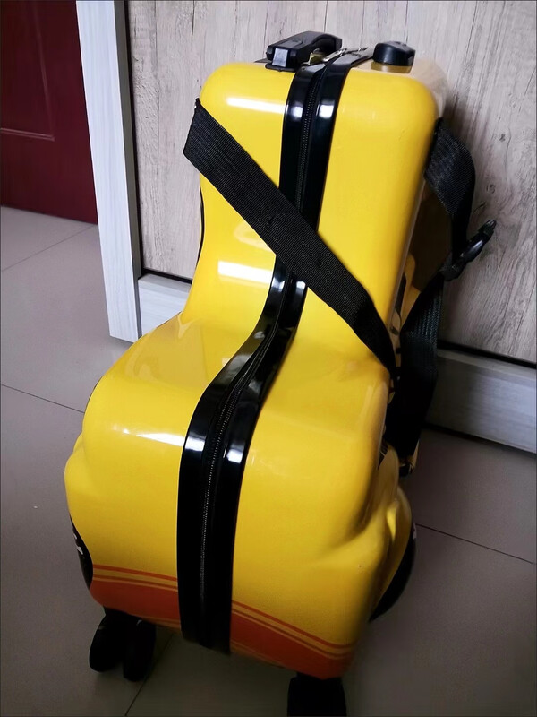 BARNOROO suitcase children's sit and ride cartoon trolley case little yellow duck cute car creative children's trolley case 24-inch car riding case zipper