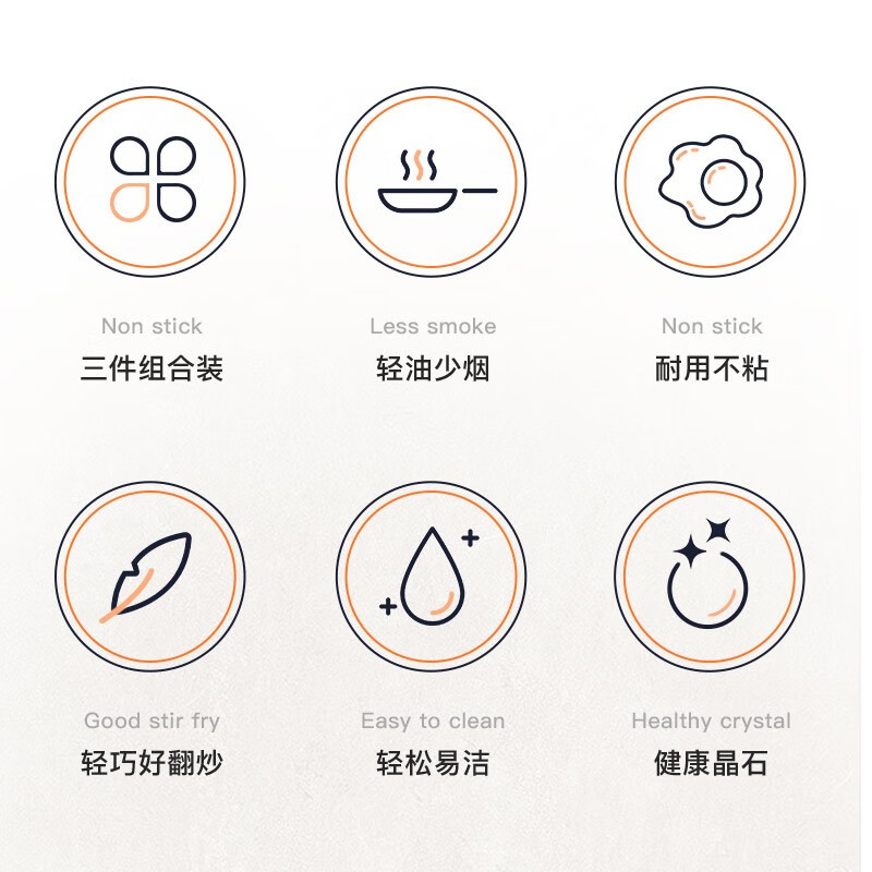 ASD (ASD) three-piece pot set household wok non-stick pan frying pan soup pot kitchen utensil set gas stove pot non-stick cooking pot 3-piece set