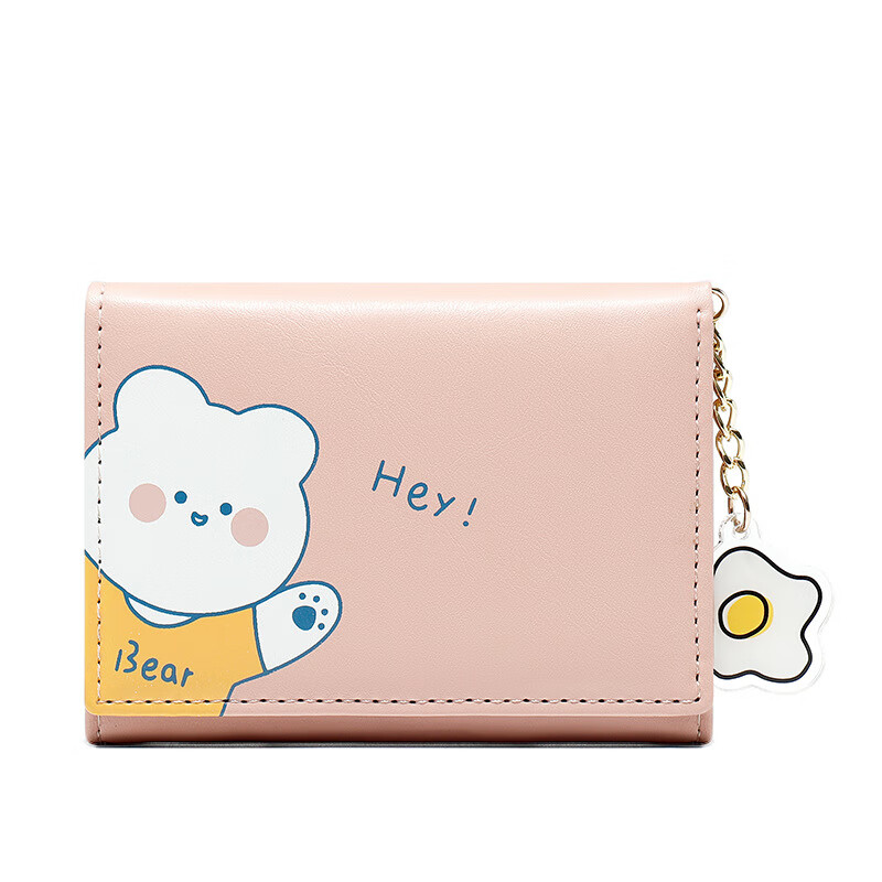 BEMINGWAY2025 short wallet female cute children girls students ins thin girl wallet girly heart Korea pink Y8608