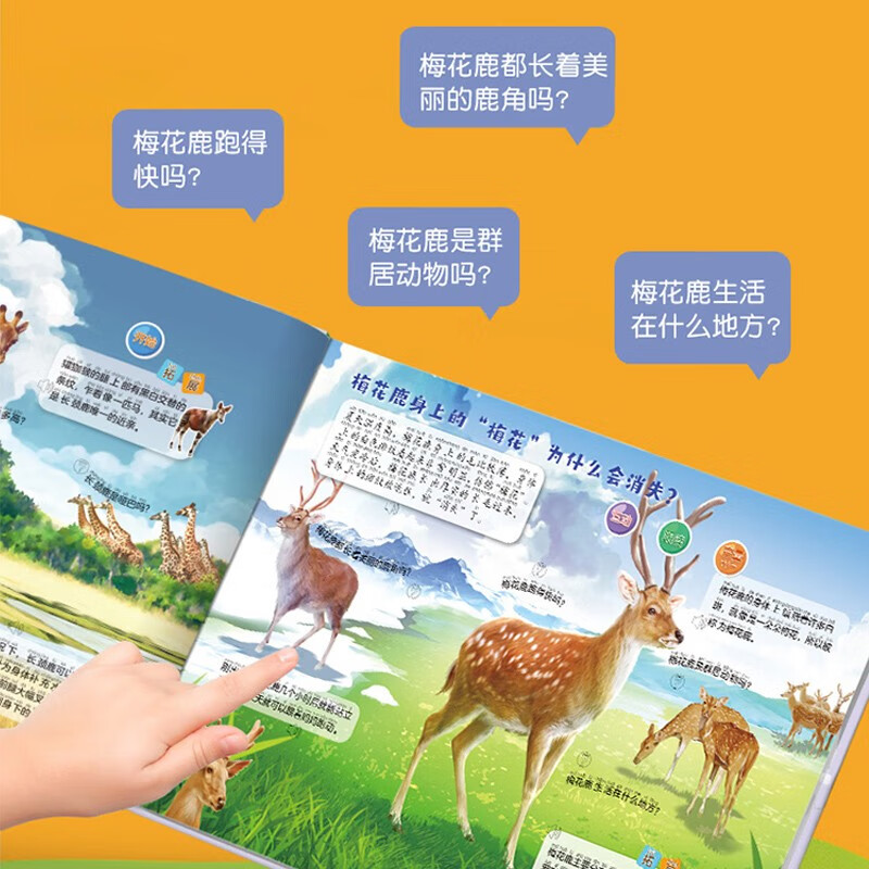 Talking children's encyclopedia, animal encyclopedia reading and sound book, infant and young children's educational early education cognitive enlightenment hard cover hardcover touch finger reading picture book story book
