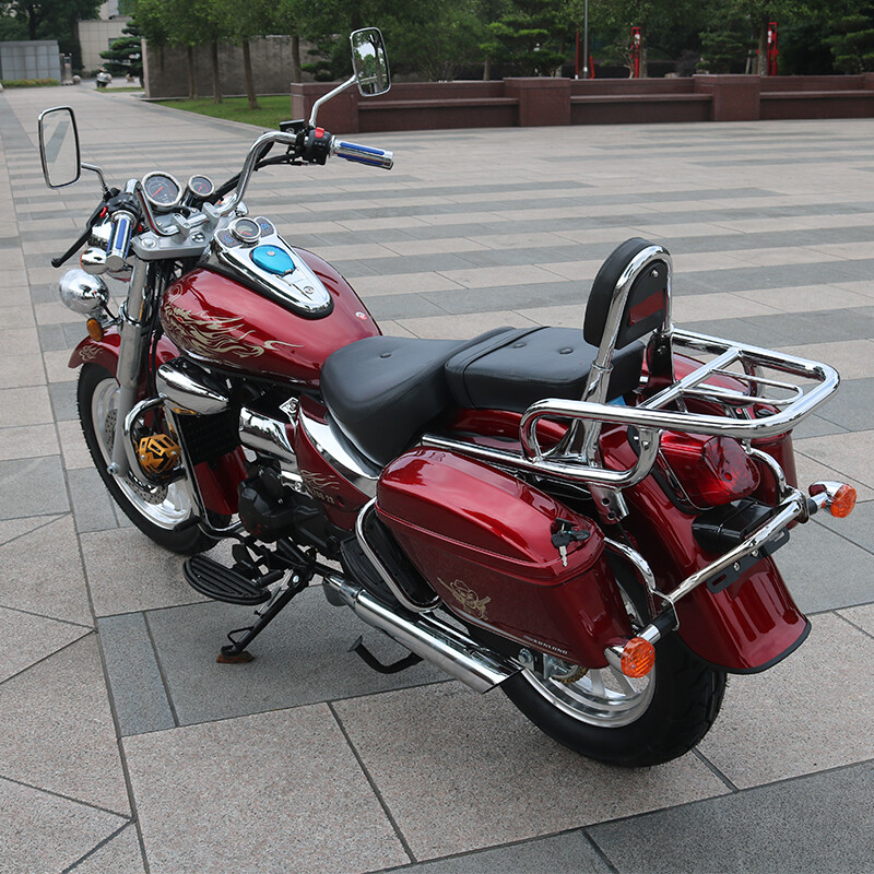 Storm Prince Motorcycle Prince Heavy Duty Motorcycle Can Be Licensed 200 Long Distance Rider Motorcycle Boulevard Glider Retro Street Car Rebel Bright Red Brand New 200 Oil Cooling + Disc Brake + Side Case + 16 Upgrades