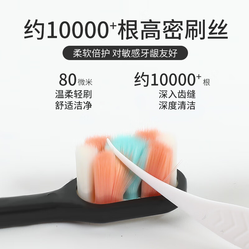 Enjoy 2 pieces of marshmallow colorful 10,000-bristle adult super soft bristle toothbrushes