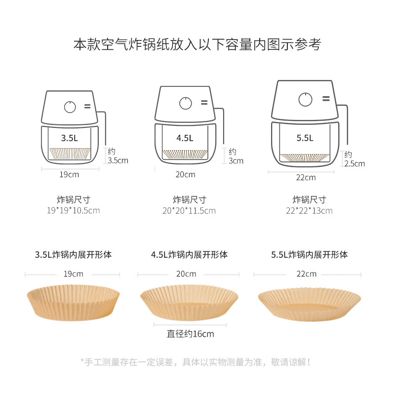 Meiya air fryer special paper 16cm*40 round paper plates barbecue meat baking oil-absorbing disposable household paper