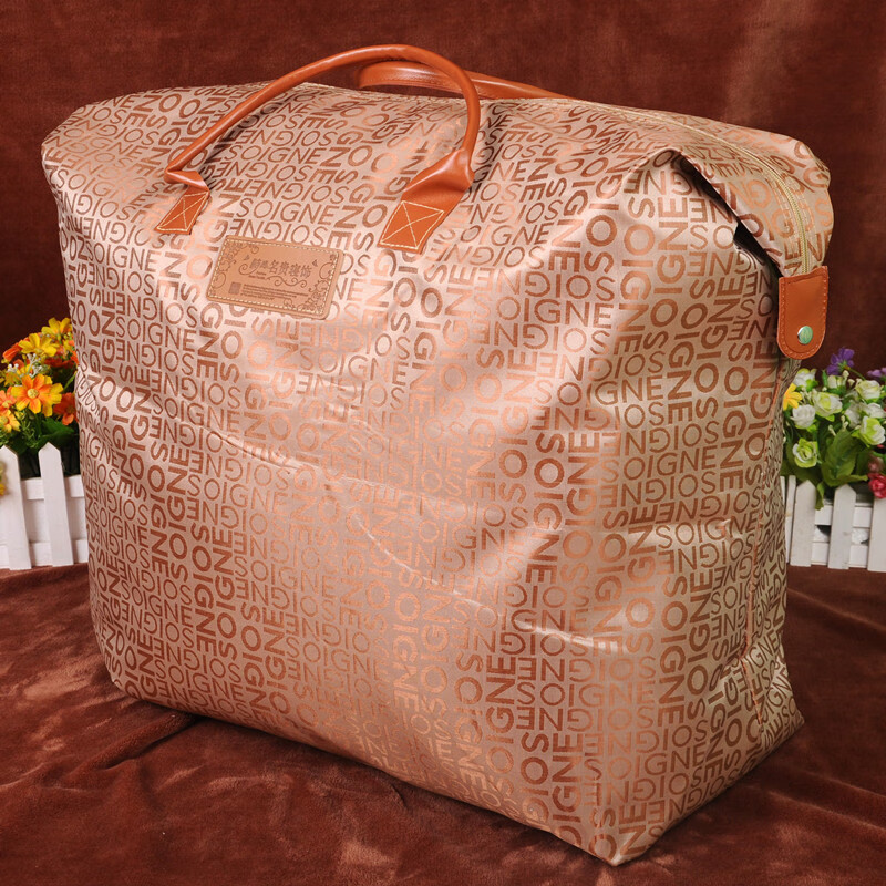Winter quilt and duvet packaging, silk quilt storage bag, wedding Oxford cloth handbag, gift box, waterproof bag, coffee gray woven handle, medium size 71*48 for 4-6 catties quilt