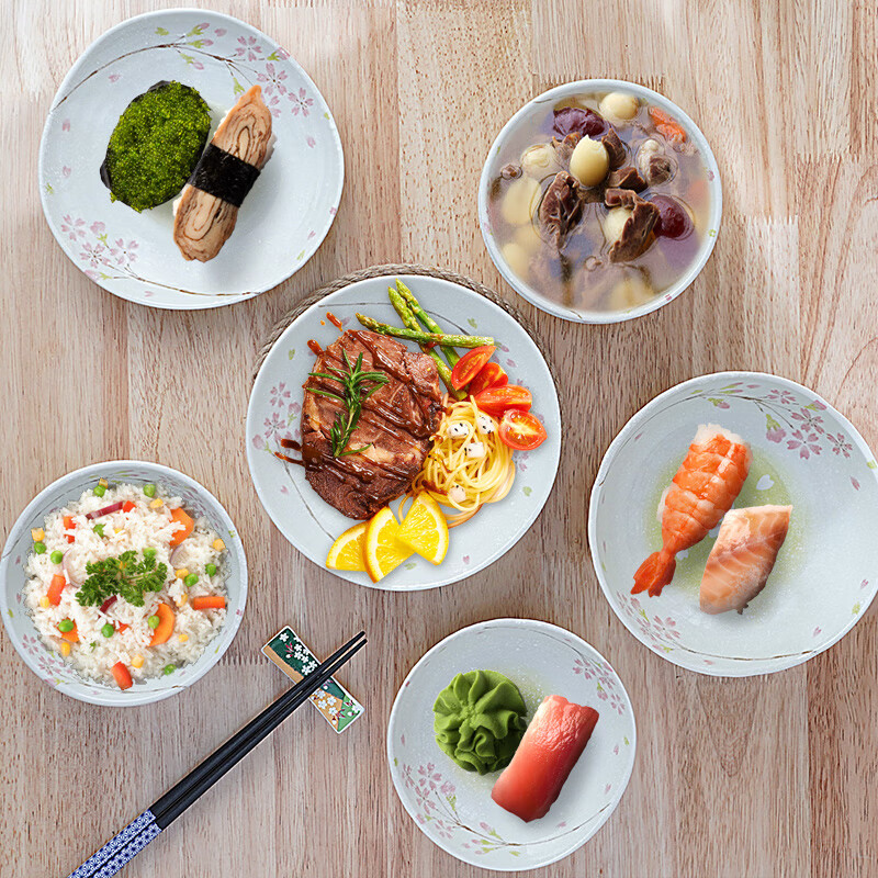 Mino Yaki Japan imported household ceramic bowl set simple dinner plate Japanese tableware fruit plate dish 10-piece set