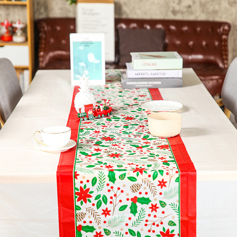 Monkey Dafu disposable tablecloth plastic PEVA printed birthday party Christmas tablecloth thickened plastic rectangular Christmas white snowflake tablecloth