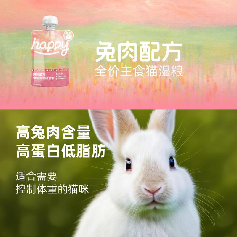 Small edamame happy sauce adult cats and kittens staple food sauce package cat wet food staple meal package cat staple food package nutritional wet food chicken milk formula 60g*24 pack