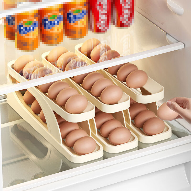 Four-layer slide-type egg box refrigerator side door special automatic egg rolling device kitchen countertop anti-fall egg storage box 1 pack - 2 layers thickened and widened