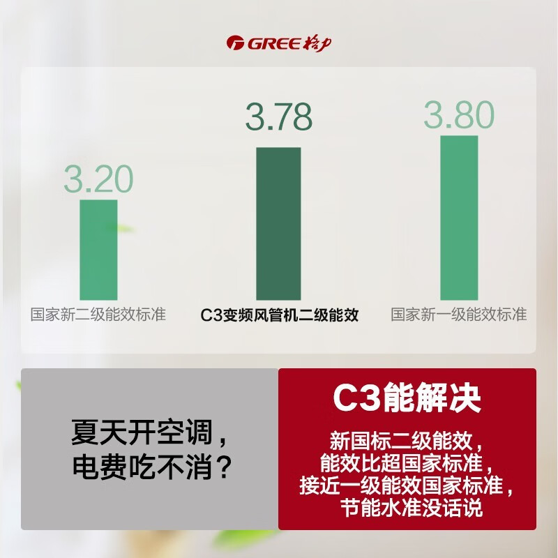 Gree (GREE) central air conditioner, one-to-one duct machine for living room home, new level of energy efficiency, full DC variable frequency heating and cooling, hidden embedded air conditioner, rough room hardcover room card machine 1.5 HP, first level energy efficiency K+pro package installation S level service