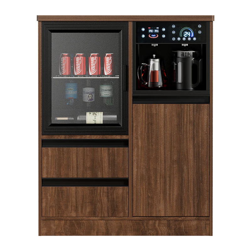 MEILINGDA high-end new solid wood tea bar machine fully automatic intelligent remote control multi-functional ice and hot water dispenser bottle disinfection cabinet living room tea and water integrated cabinet sideboard cooling and heating solid wood 837 (refrigerator refrigerated) ice warm