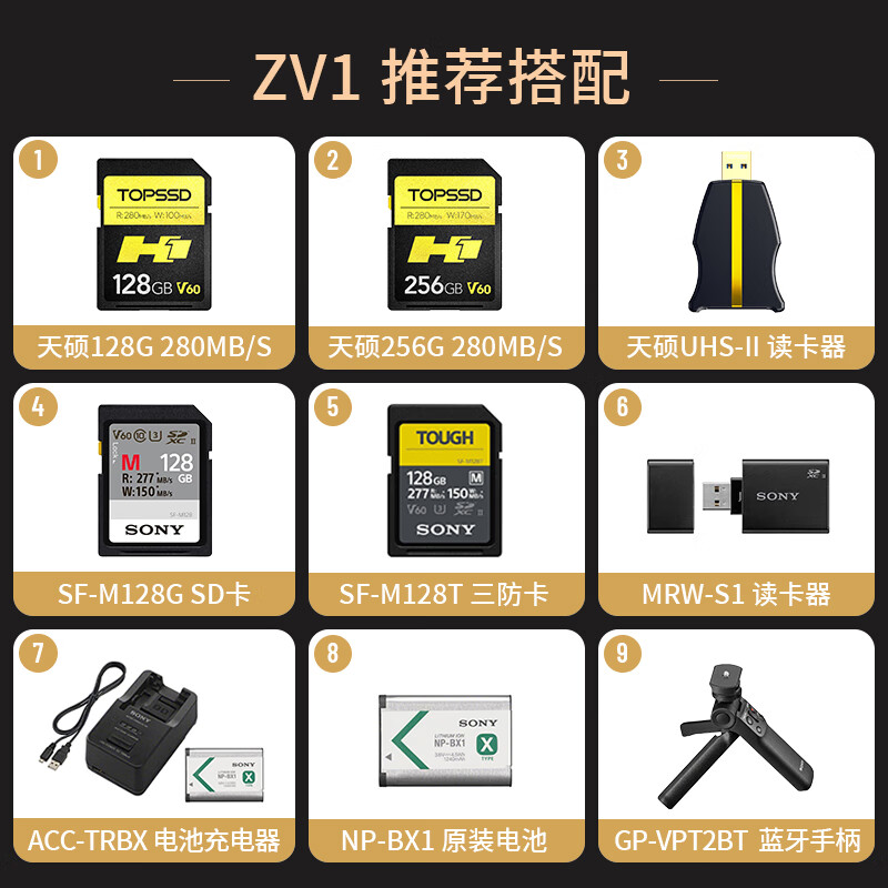 Sony (SONY) ZV-1 ZV1 Vlog digital camera 4K video beauty camera with powerful focus ZV-1 black stand-alone camera comes with a free camera bag + brand charger + screen saver Official standard configuration