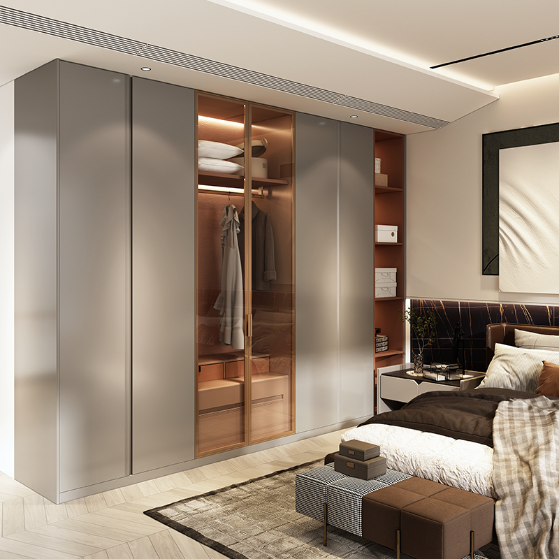 Piano wardrobe customized wardrobe bedroom modern simple light luxury high door large wardrobe storage cloakroom whole house customization 0.1 square meters price