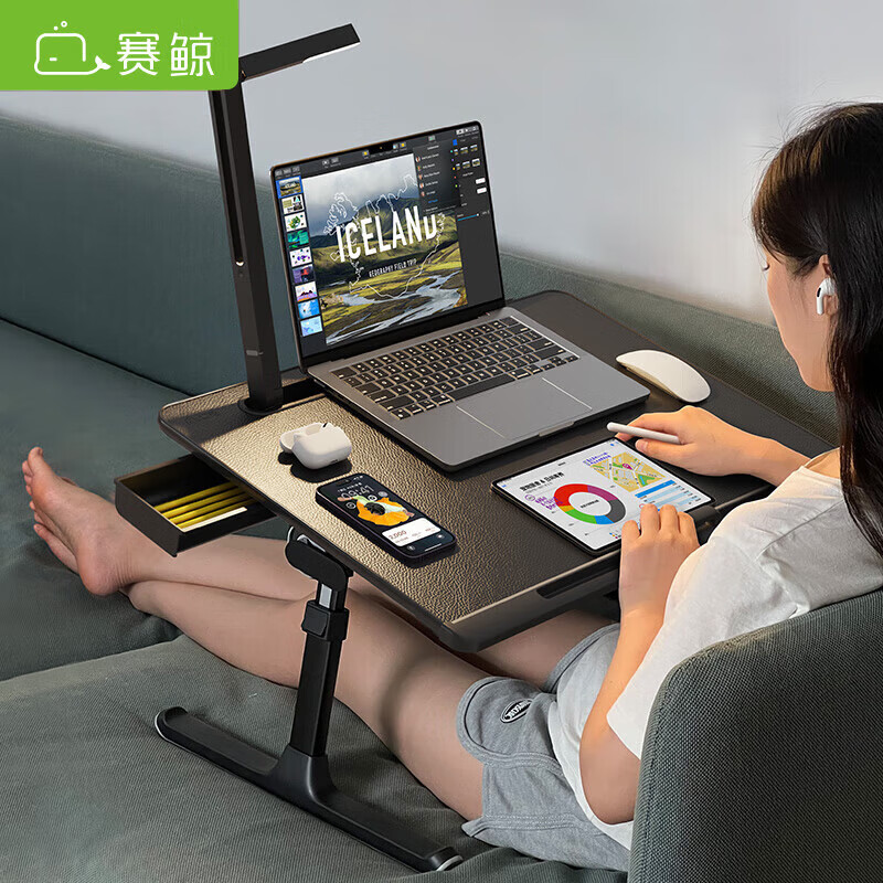 Sai Whale K8 Bed Computer Desk Study Table Increased Lift Folding Table Lazy Home Mobile Writing Table with Lights