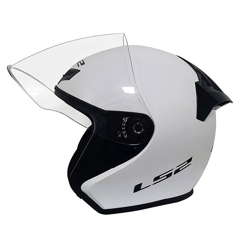 LS2 new motorcycle helmet quarter helmet electric moped four seasons large tail large size men and women half helmet OF608 flash white 2XL (recommended 59-60CM)