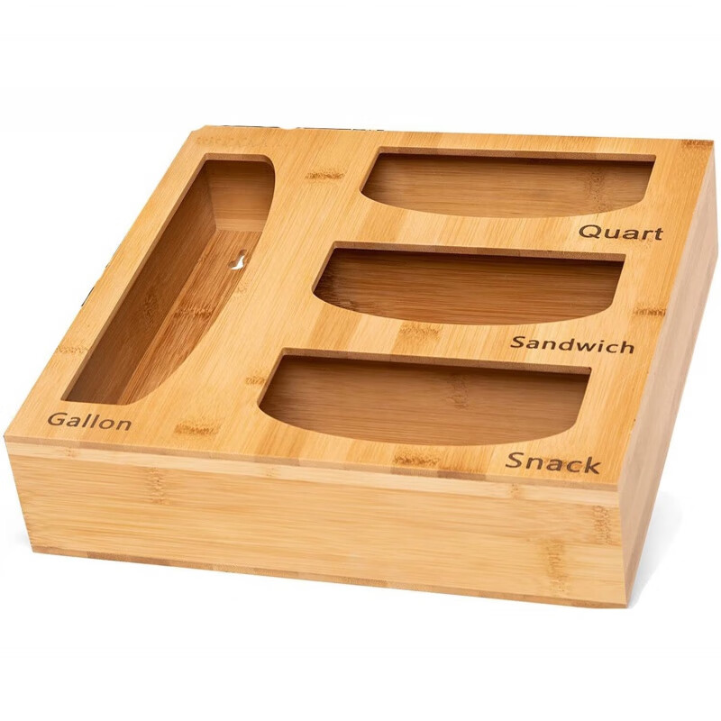 PORINCE plastic wrap cutter storage box bamboo and wood plastic bag storage box storage box wooden garbage bag neat storage box 43*33*7.6cm