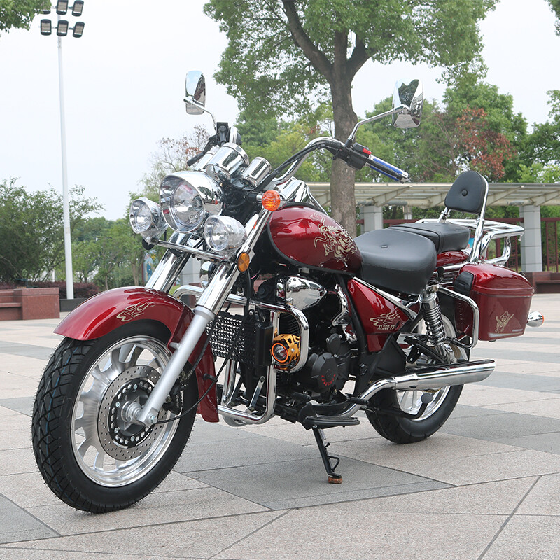 Storm Prince Motorcycle Prince Heavy Duty Motorcycle Can Be Licensed 200 Long Distance Rider Motorcycle Boulevard Glider Retro Street Car Rebel Bright Red Brand New 200 Oil Cooling + Disc Brake + Side Case + 16 Upgrades