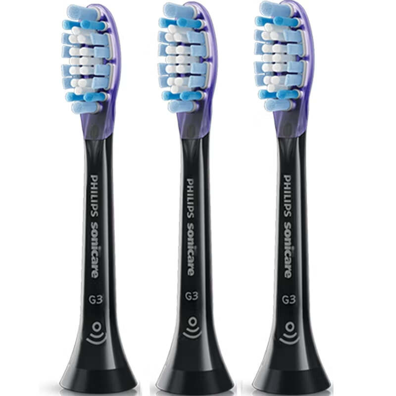 Philips (PHILIPS) electric toothbrush head official original adapter Diamond 7/9/AI series brush handle cleans gums, protects and brightens 3 pieces HX9053/96 black