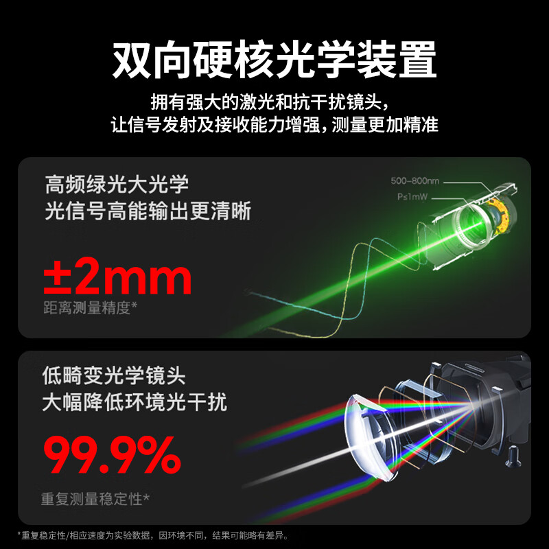 Delixi Electric two-way infrared laser distance meter high-precision household electronic ruler indoor and outdoor distance measuring meter green light two-way measurement 120 meters lithium battery