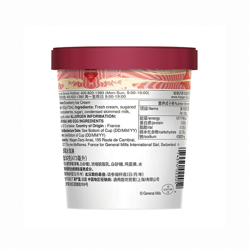Haagen-Dazs classic strawberry flavor vat ice cream 473ml/tub ice cream