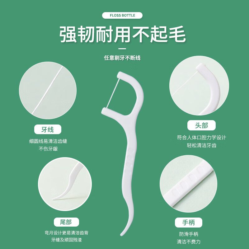 Fangcaodi toothpicks and floss combination pack portable divided toothpick box children's toothpick stick double-headed toothpick family pack