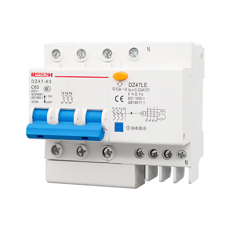 Shanghai People's three-phase leakage switch protection circuit breaker 100a three-phase four-wire air switch and leakage protection integrated DZ47LE 4p 125A