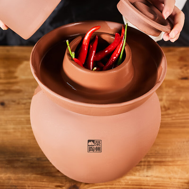 Rongzhou pottery unglazed Sichuan pickle jar thickened household old-fashioned Rongxian earthenware pickle jar ceramic jar 25 15 catties unglazed pickle jar (with inner lid) 1 piece 15L