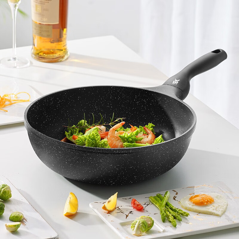 WMF Futengbao Yincai non-stick wok, frying pan, frying dual-purpose pan, star stir-fry omelette pan, less oil fume, gas induction cooker, Yincai (suitable for 1-6 people) 32cm