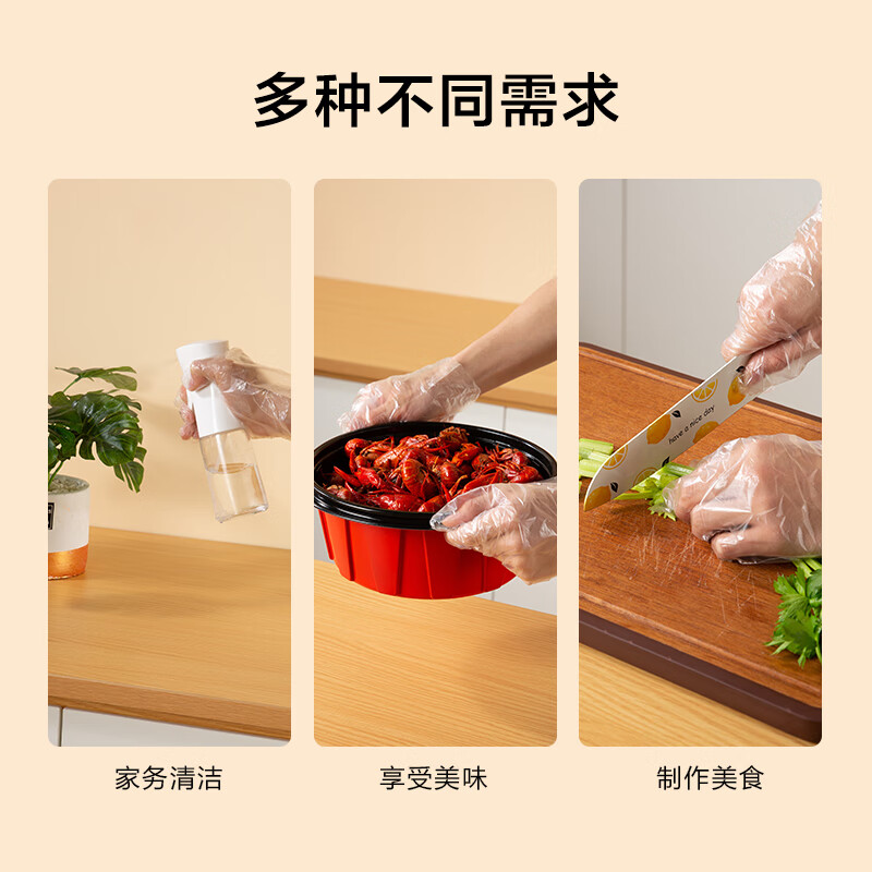 Made in Tokyo, disposable gloves, food-grade thickened PE gloves, lobster barbecue, camping, home catering, 200 pieces