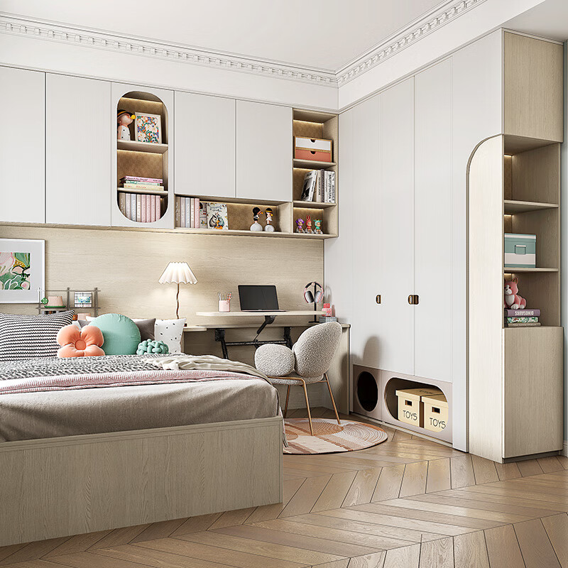 Sophia tatami bed cabinet multi-functional small bedroom tatami wardrobe integrated storage desk study bookshelf single bed Yuan / (+389 upgraded tatami)