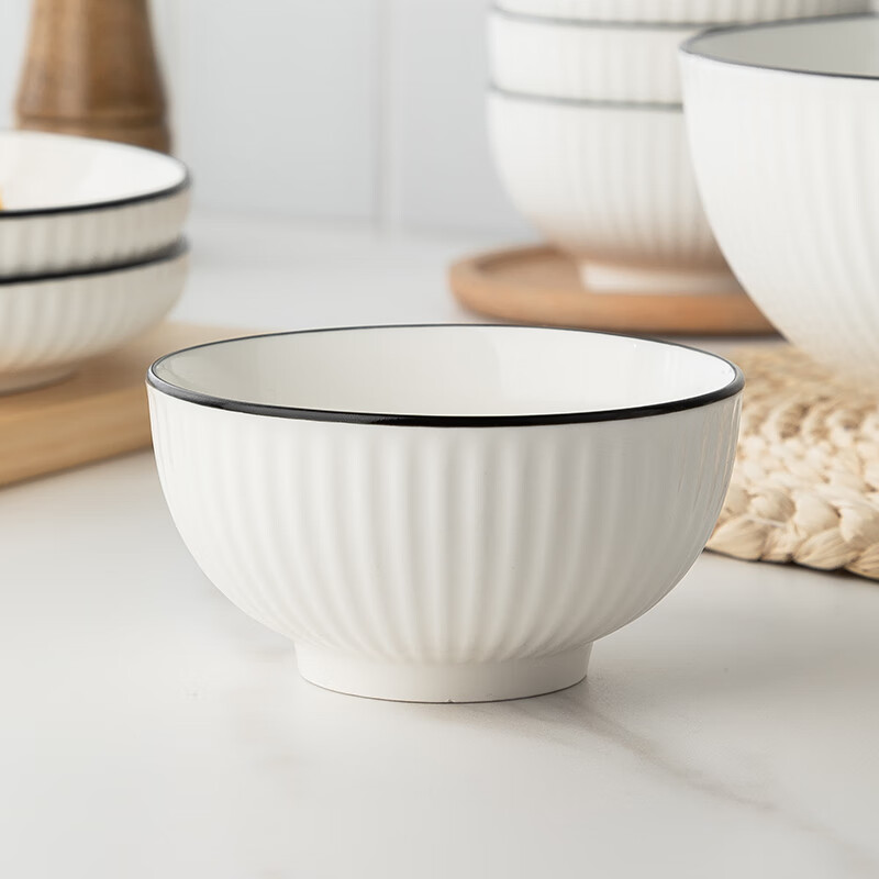 Shangxingzhi is a bowl, plate, tableware, ceramic household bowl set, Japanese-style rice bowl, plate, dish, dish, instant noodle bowl, chopsticks, underglaze color, 5-inch rice bowl (pack of 4)