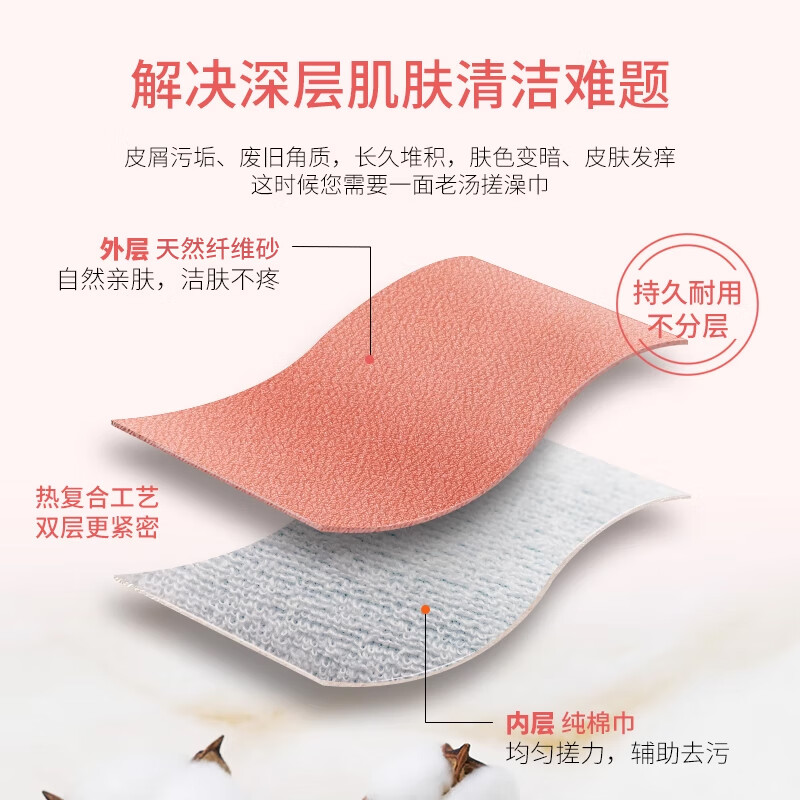 Laotang Mud Bath Towel for Women Strong Mud Painless Bath Towel Simple Medium Sand-Brown