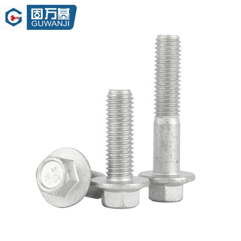 Guwanji Grade 10.9 external hexagonal flange bolt Dacromet automotive hexagonal padded screw large national standard fastener M6x12 (20 pieces)